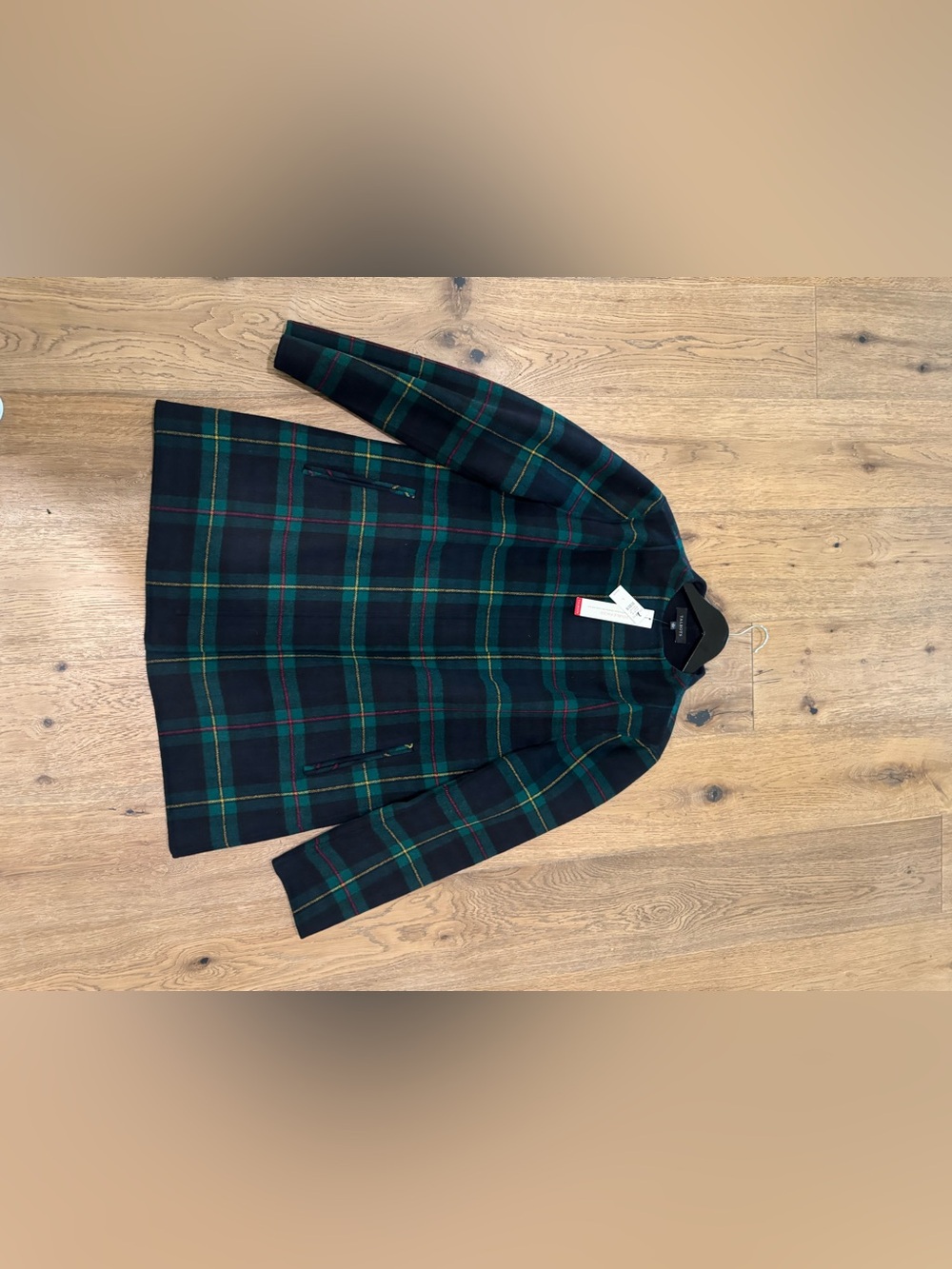 Talbots Tartan Double Faced Black and Green Plaid Wool Jacket Large $349 - Picture 10 of 11